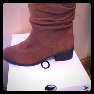 Camel suede boots